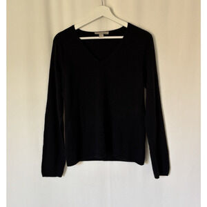 Kinross Cashmere Sweater Vneck Black Soft Womens Small